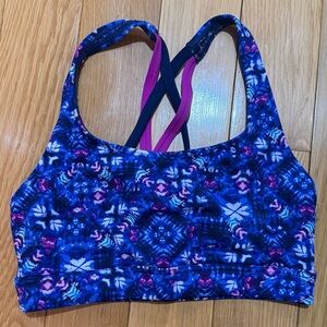 TYR Blue and Pink Patterned Sports Bra